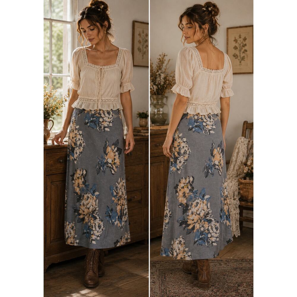 J.Jill women's floral maxi skirt size M